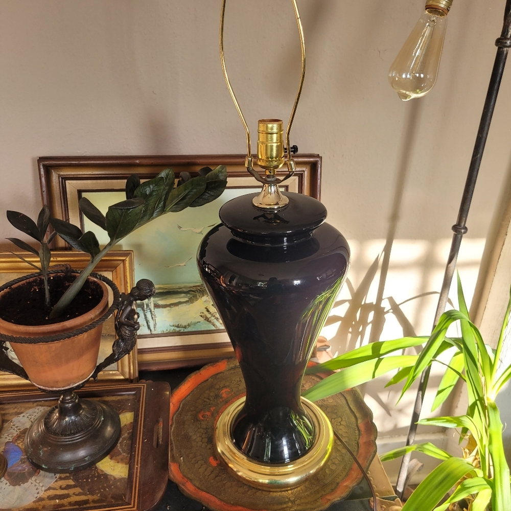 Vintage Black Gold MCM Body Curve Lamp Mad Men